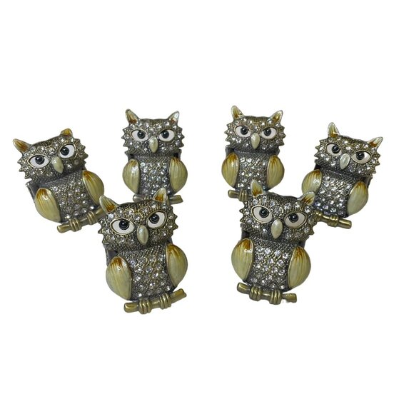 Saro Lifestyle Collection Owl Napkin Rings Set of 6 Bronze Dinnerware u - Picture 2 of 7